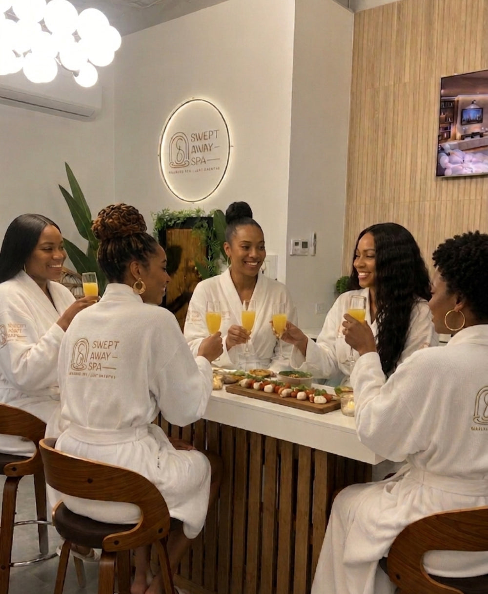 The Ultimate Spa Party & Retreat( Book one week in advance) 3 Hour Private Luxury Wellness Experience
Up to 5 Guests | $600 each guest -  Please Call to Make Reservations…